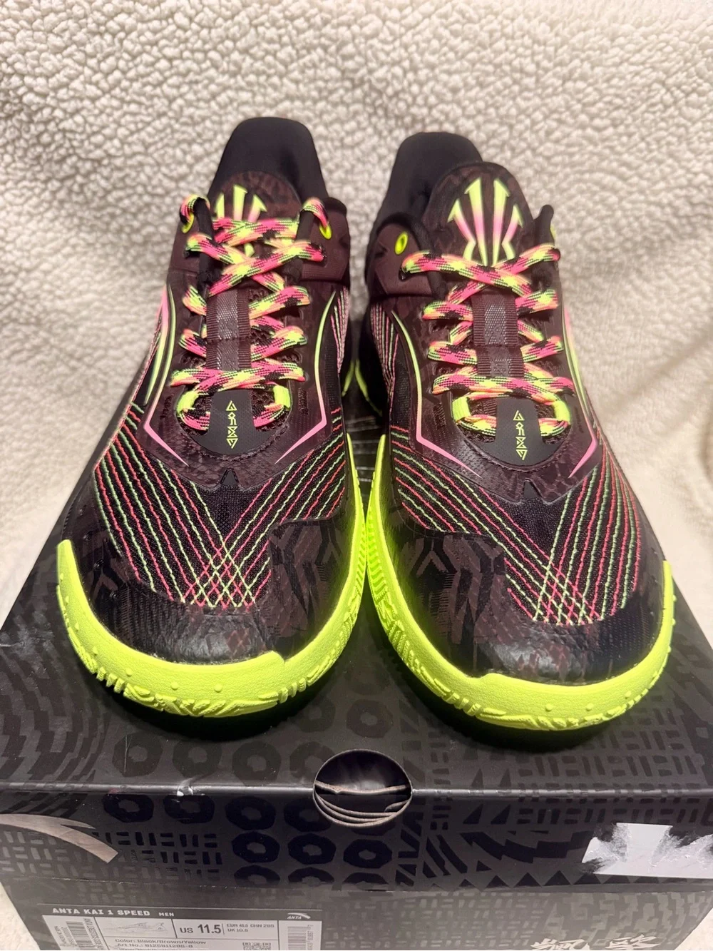 Men's Anta KAI 1 Speed Black & Neon Yellow Basketball Shoes